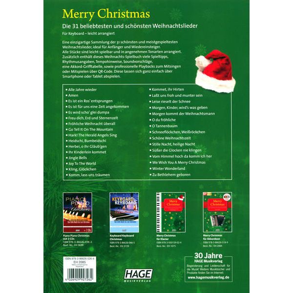 Hage Musikverlag Merry Christmas Keyboard