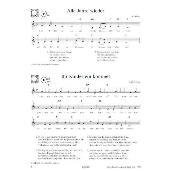 Hage Musikverlag Merry Christmas Blockflöte