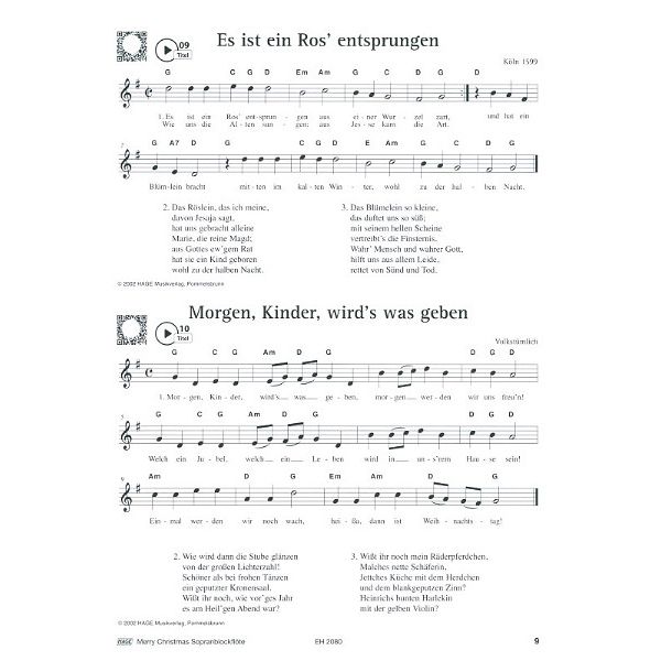 Hage Musikverlag Merry Christmas Blockflöte