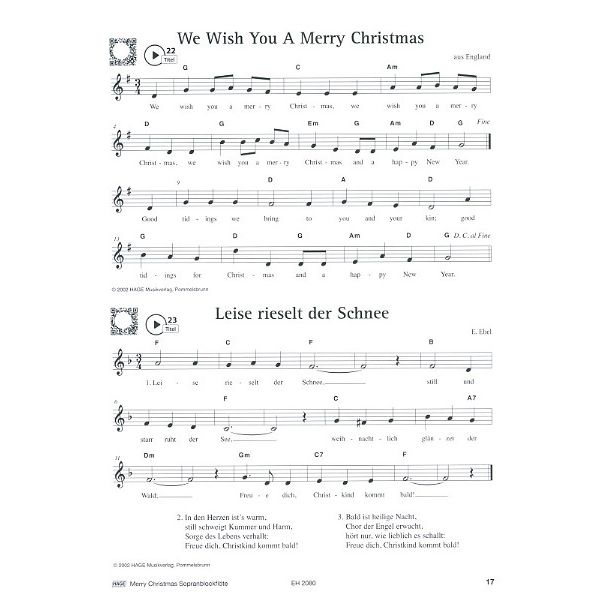 Hage Musikverlag Merry Christmas Blockflöte