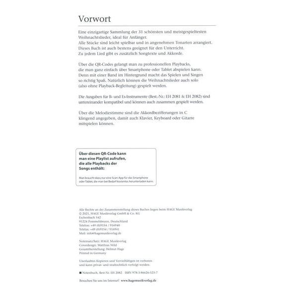 Hage Musikverlag Merry Christmas Eb