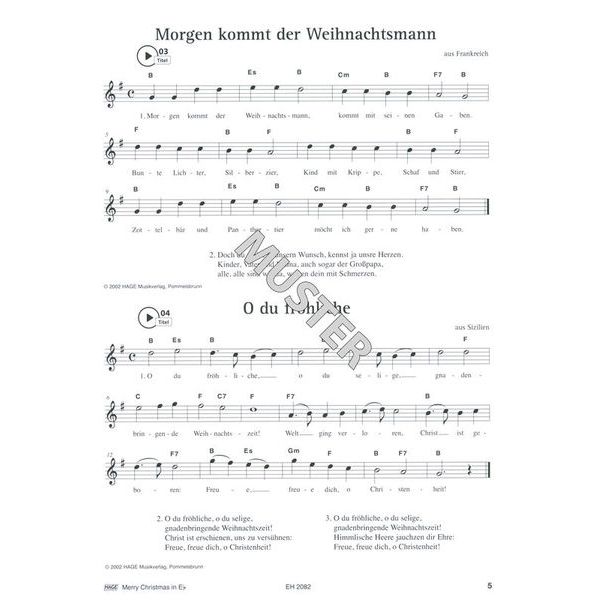 Hage Musikverlag Merry Christmas Eb