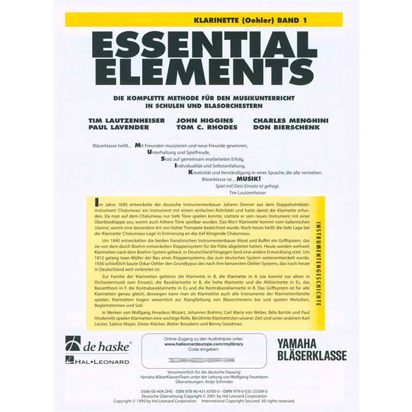 De Haske Essential Elements Clar. Oe 1