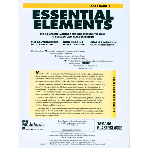 De Haske Essential Elements Oboe 1