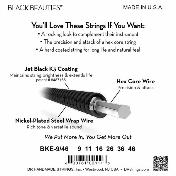 DR Strings Black Beauties BKE-9/46