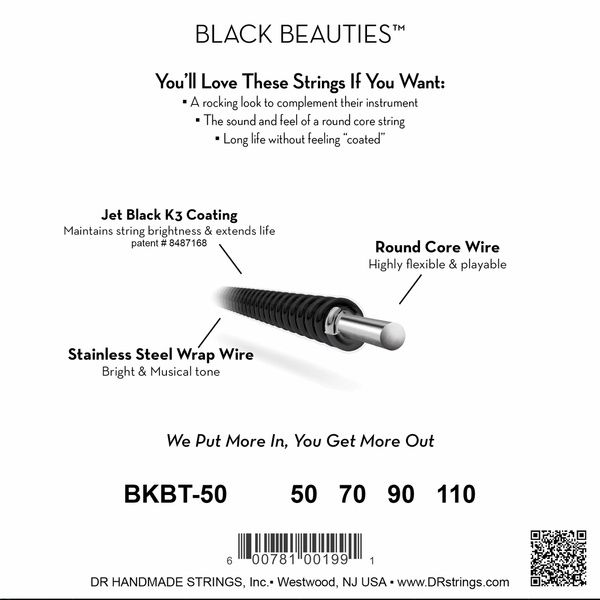 DR Strings Black Beauties BKBT-50