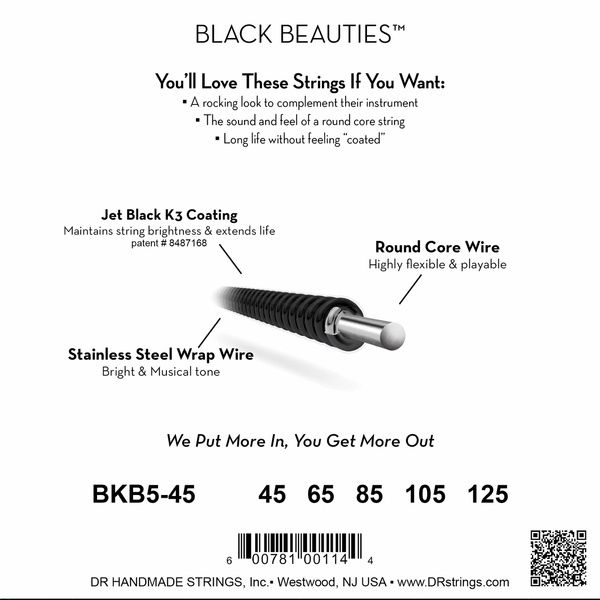 DR Strings Black Beauties BKB5-45
