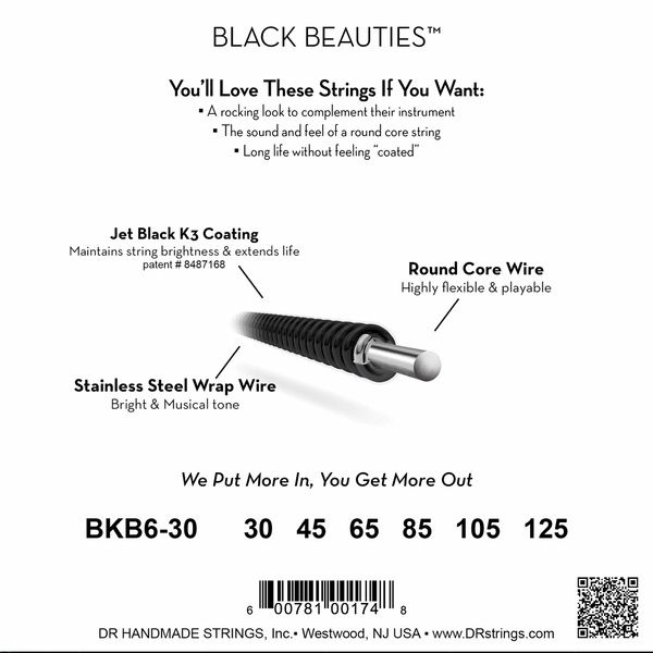 DR Strings Black Beauties BKB6-30