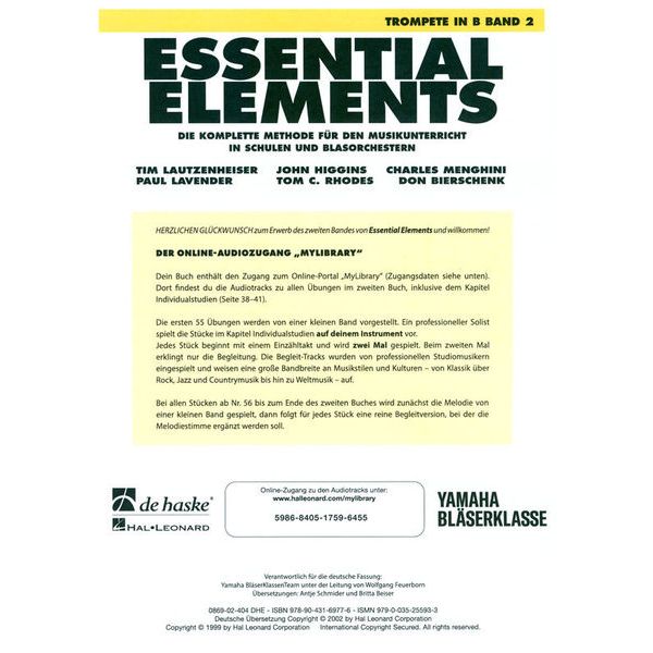 De Haske Essential Elements Trumpet 2