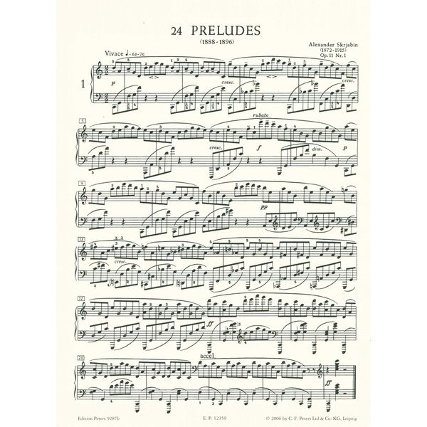 Edition Peters Skrjabin 24 Préludes op. 11