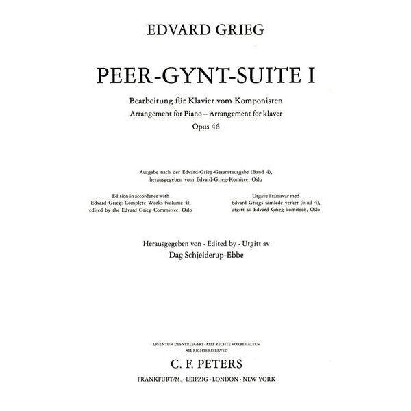 Edition Peters Grieg Peer-Gynt-Suite 1