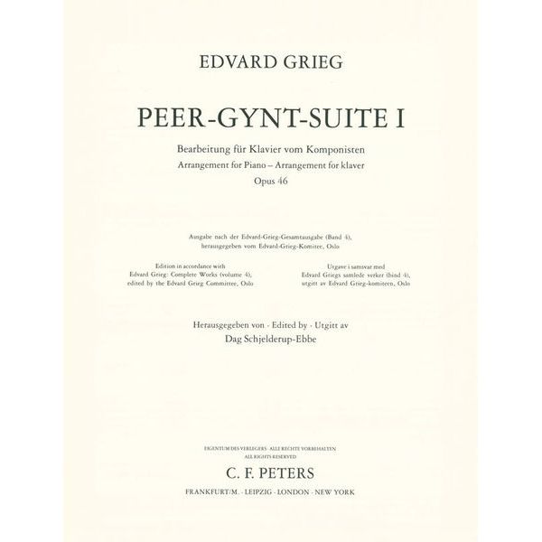 Edition Peters Grieg Peer-Gynt-Suite 1