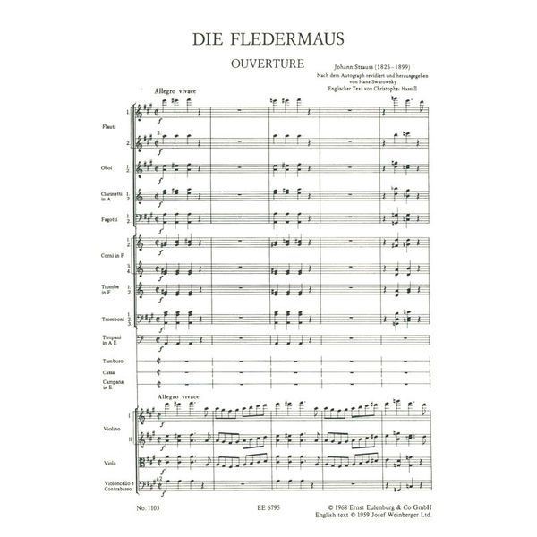 Edition Eulenburg Johann Strauss Die Fledermaus