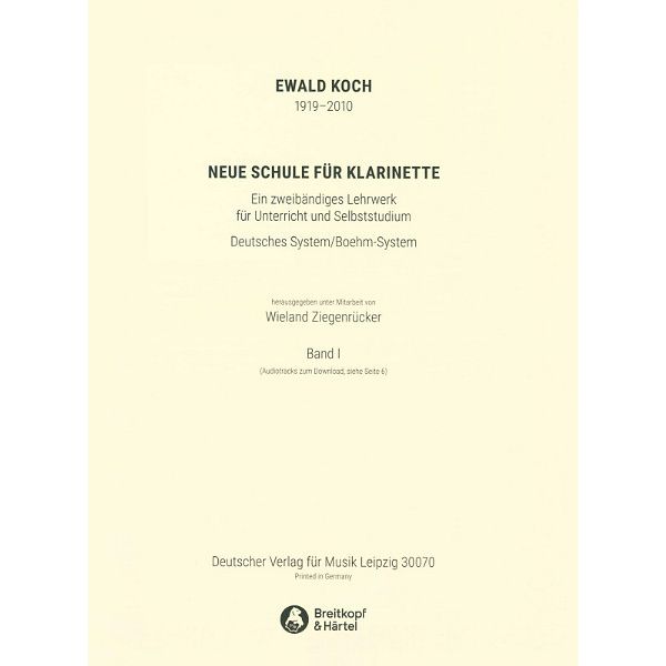 Deutscher Verlag für Musik Neue Schule für Klarinette 1