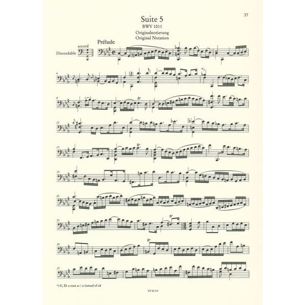 Wiener Urtext Edition Bach Suiten für Violoncello