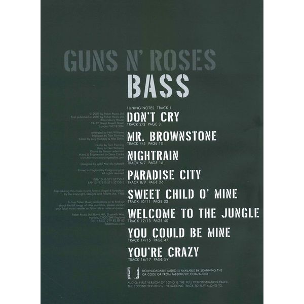 Faber Music Guns N´ Roses Bass Play-Along