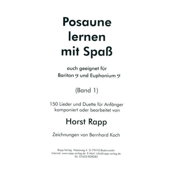 Horst Rapp Verlag Posaune lernen mit Spaß 1