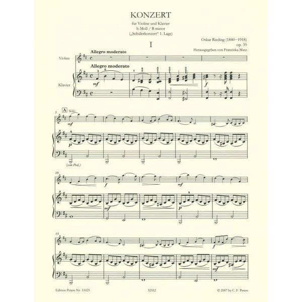 Edition Peters Rieding Konzert h-Moll op. 35