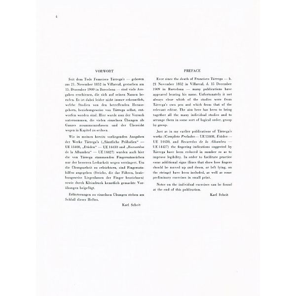 Universal Edition Tarrega Sämtliche Studien