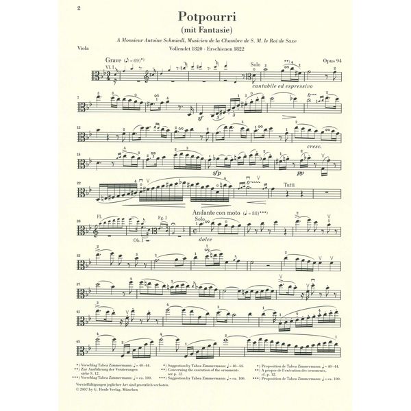 Henle Verlag Hummel Potpourri op.94 Viola