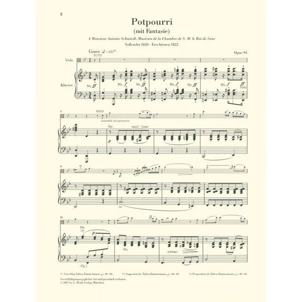 Henle Verlag Hummel Potpourri op.94 Viola