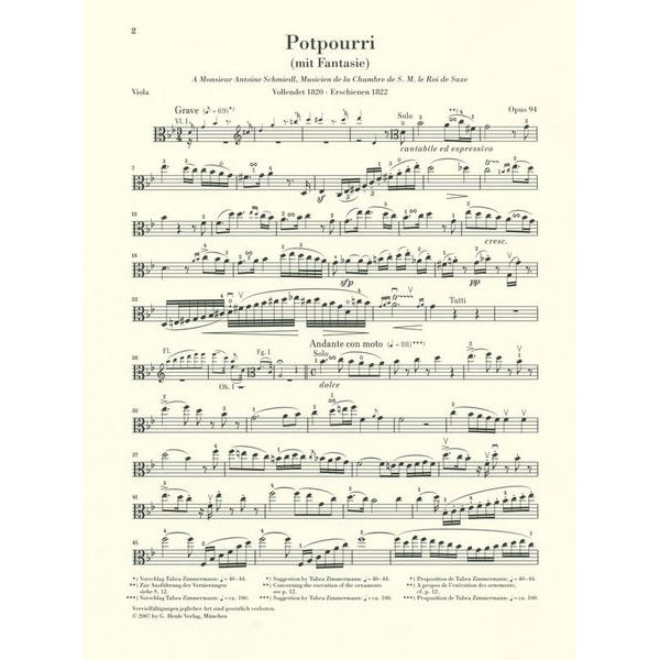Henle Verlag Hummel Potpourri op.94 Viola