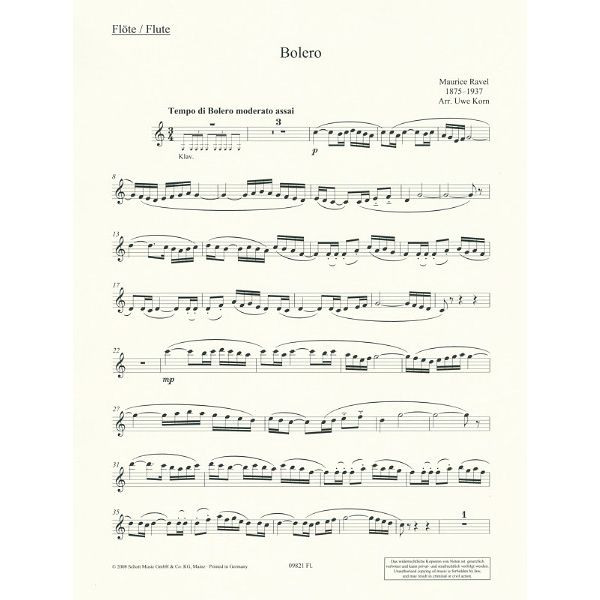 Schott Ravel Bolero Flute
