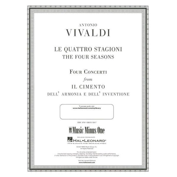 Music Minus One Vivaldi Vier Jahreszeiten VL