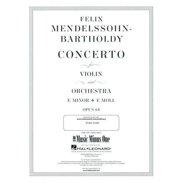 Music Minus One Mendelssohn Violin Concerto