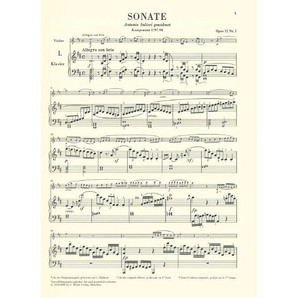 Henle Verlag Beethoven Violinsonaten 1