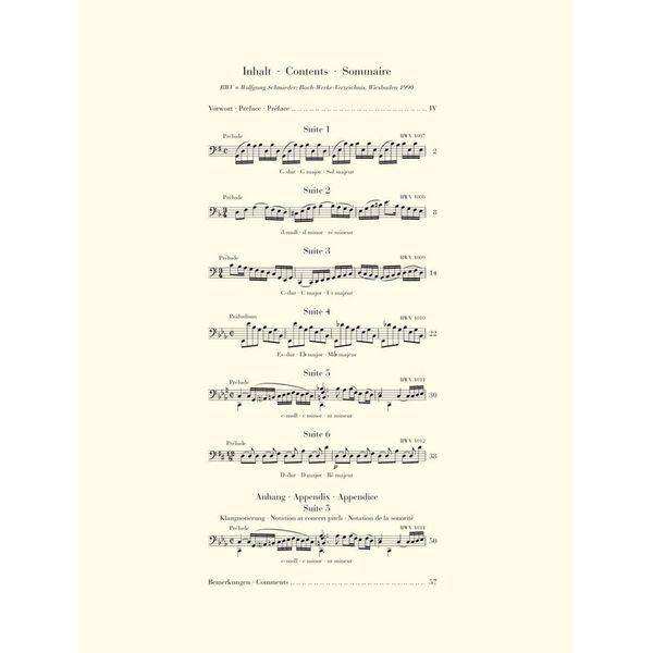 Henle Verlag Bach Sechs Suiten BWV1007-1012