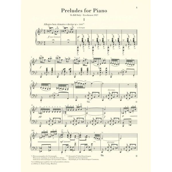 Henle Verlag Gershwin Preludes For Piano