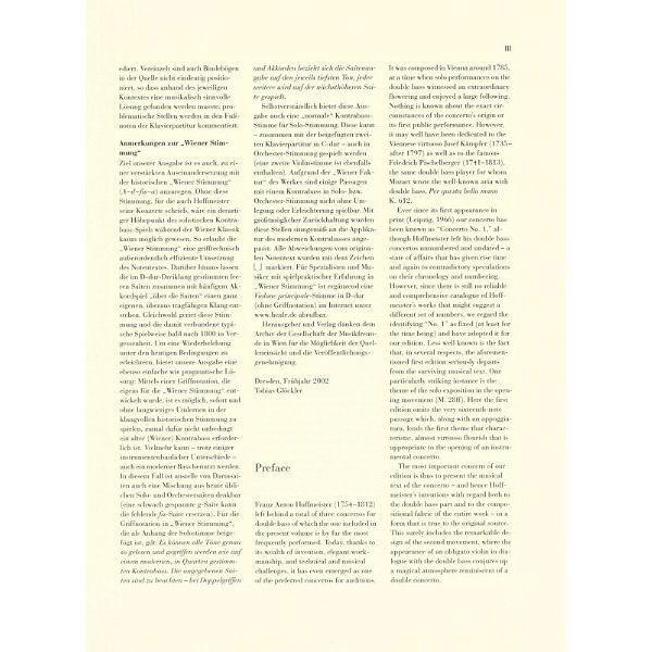 Henle Verlag Hoffmeister Kontrabasskonzert