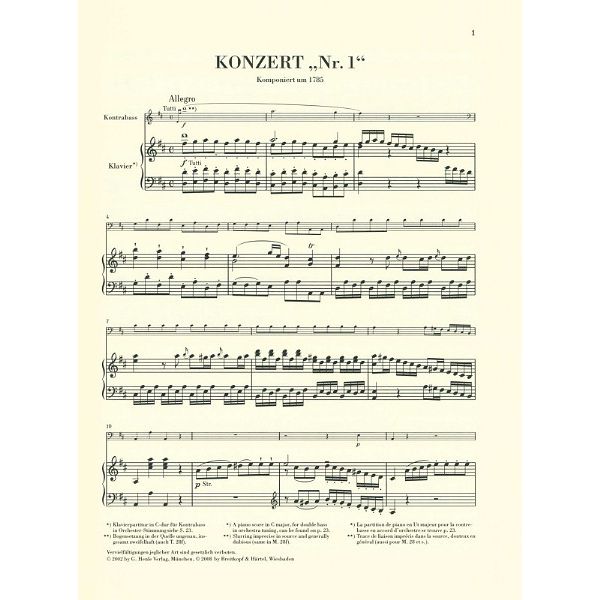 Henle Verlag Hoffmeister Kontrabasskonzert