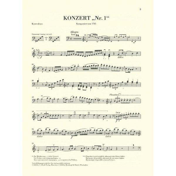 Henle Verlag Hoffmeister Kontrabasskonzert