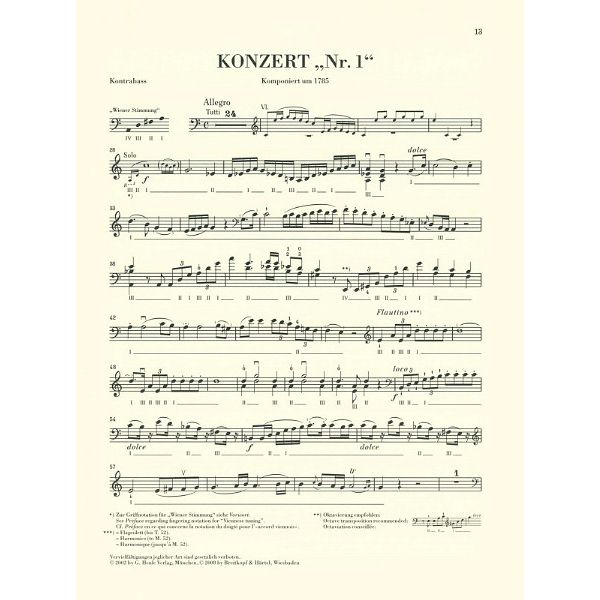 Henle Verlag Hoffmeister Kontrabasskonzert