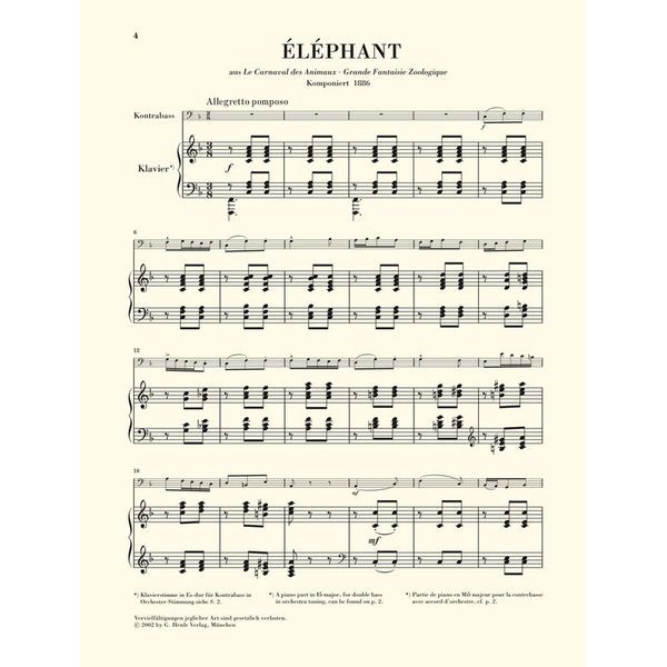 Henle Verlag Saint-Saëns Elefant Kontrabass