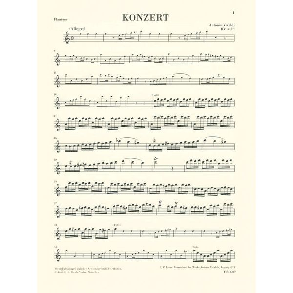Henle Verlag Vivaldi Flautinokonzert
