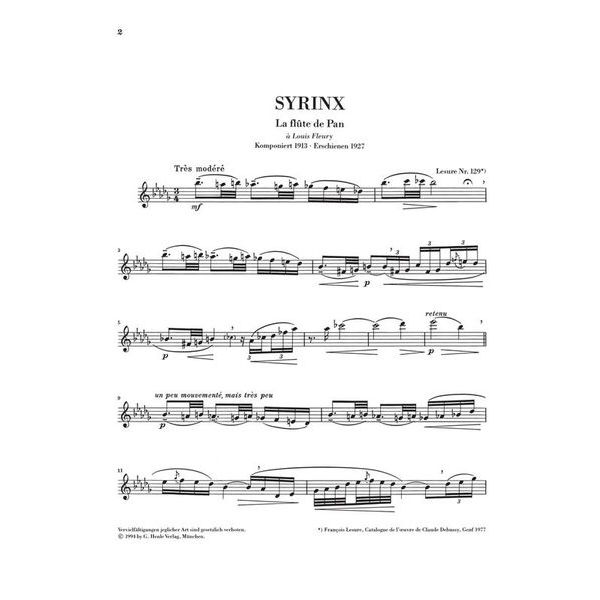 Henle Verlag Debussy Syrinx