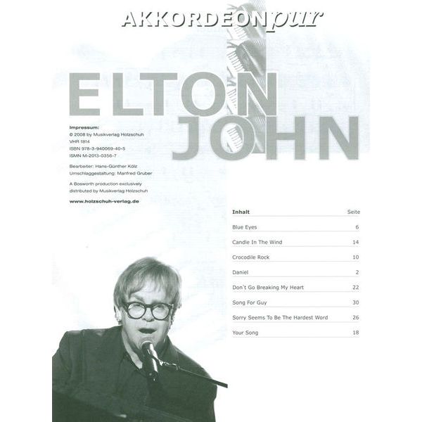 Holzschuh Verlag Akkordeon Pur Elton John