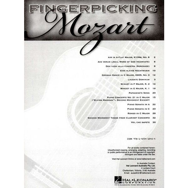 Hal Leonard Fingerpicking Mozart