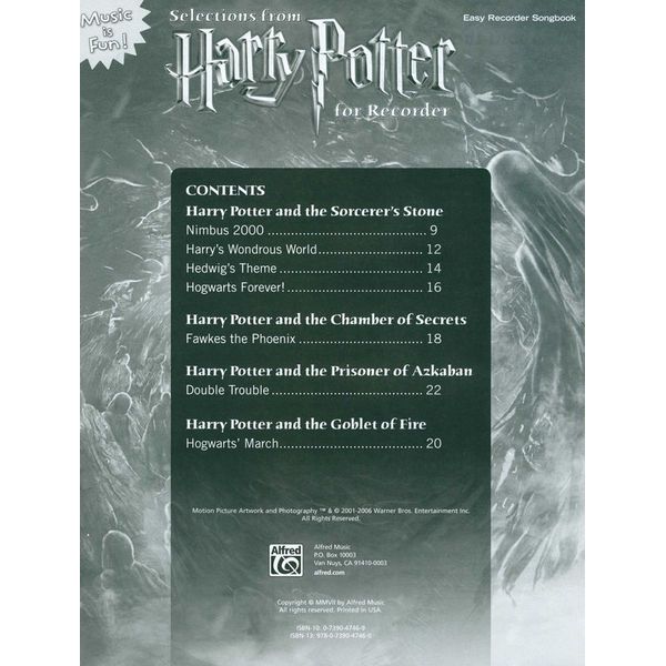 Alfred Music Publishing Harry Potter For Recorder