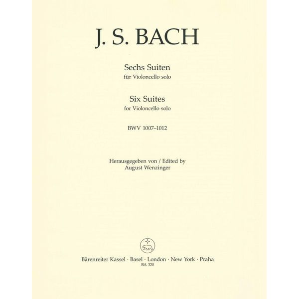 Bärenreiter Bach Sechs Suiten BWV1007-1012
