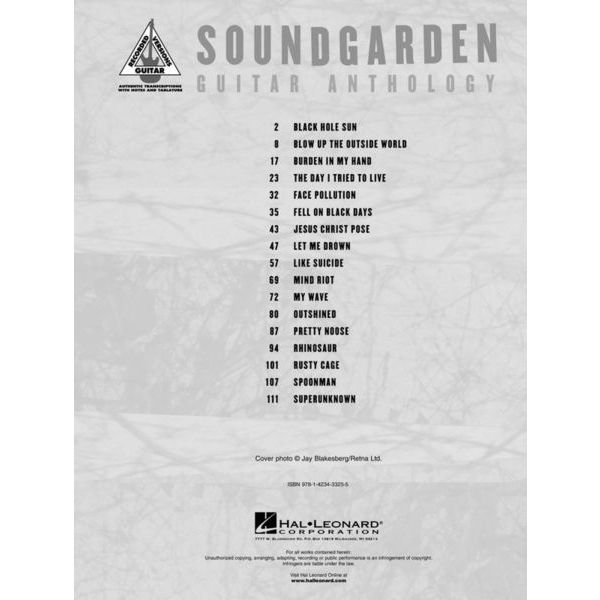 Hal Leonard Soundgarden Anthology