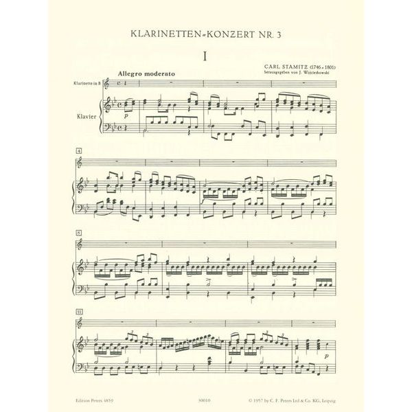 Edition Peters Stamitz Konzert Nr. 3 B-Dur Cl