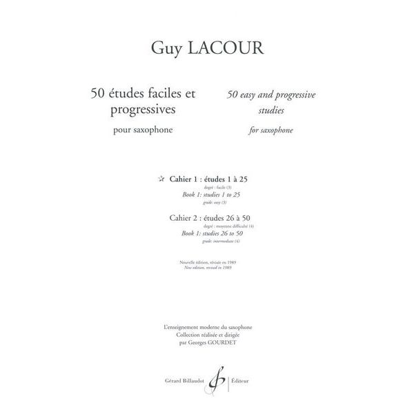 Editions Billaudot 50 Etudes Faciles 1 Saxophon