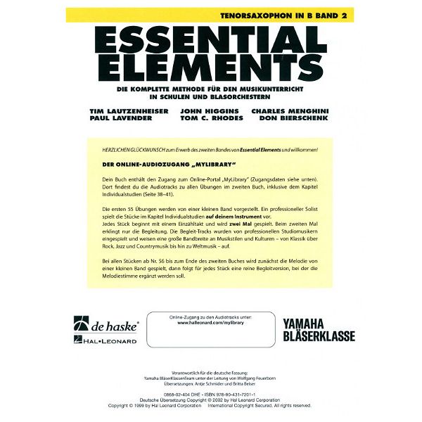 De Haske Essential Elements T-Sax 2
