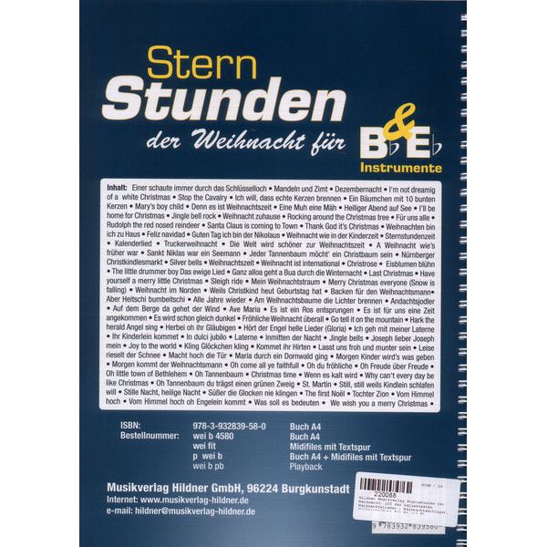Musikverlag Hildner Sternstunden d.Weihnacht B/E