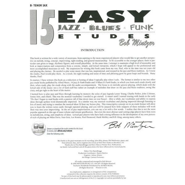Alfred Music Publishing 15 Easy Jazz Etudes Bb