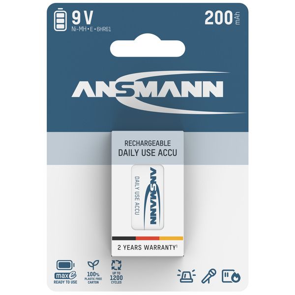 Ansmann maxE 9V Rechargeable 200mAh